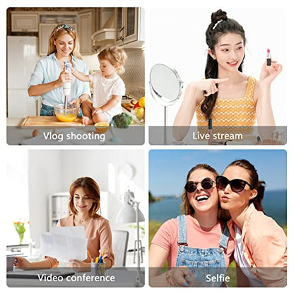Mini Smartphone Vlog Kit with LED Video Light, Cardioid Microphone, Extendable Phone Clip, Adjustable Brightness Tripod for Live Streaming, Vlogging, Video Conferencing & Selfies