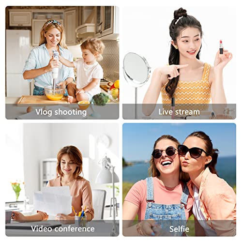 Andoer Smartphone Vlog Kit Mini LED Video Light + Cardioid Microphone + Extendable Phone Clip + Tripod with Adjustable Brightness for Live Stream Vlog Video Shooting Video Conference Selfie
