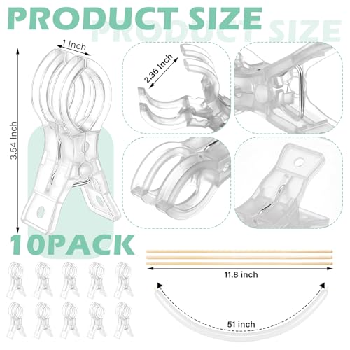 Amyhill 10 Pack Large Balloon Arch Clips Plastic Transparent Backdrop Spring Clamps 3.5 Inch Heavy Duty Clip and 100 Pcs Clear 260 Long Balloons Arch Kit Birthday Decoration Crafts Photography - color: Transparent