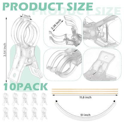 Amyhill 10 Pack Large Balloon Arch Clips Plastic Transparent Backdrop Spring Clamps 3.5 Inch Heavy Duty Clip and 100 Pcs Clear 260 Long Balloons Arch Kit Birthday Decoration Crafts Photography - color: Transparent