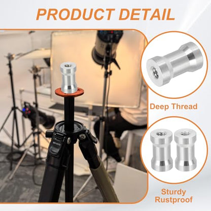 PATIKIL Camera Spigot Screws Converter 1/4" to 1/4" Female to Female, 6 Pack Tripod Screw Adapter Spigot Stud for Light Stand Hot Shoe Cold Shoe Adapter Ball Head Flash, Silver