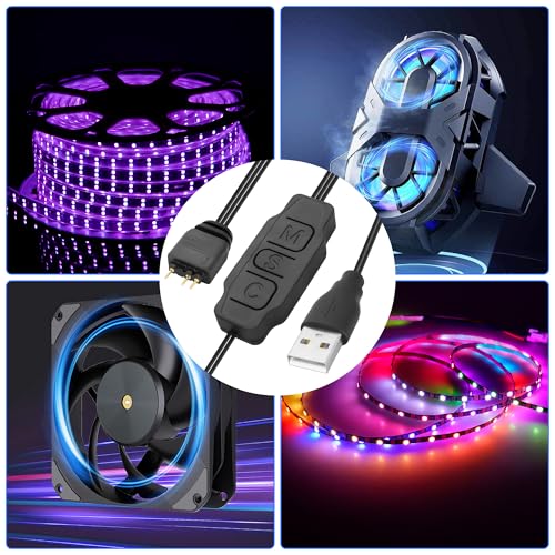 XMSJSIY 5V 3Pin ARGB Controller USB Power Supply RGB PC Fan Controller LED Light Strip Controller Cable for PC LED Stripe Fans Water Cooling Accessories - 2PCS