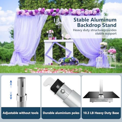 SLOW DOLPHIN 20 x 10ft Pipe and Drap Photo Studio Backdrop Stand Kit, Heavy Duty Adjustable Frame Backdrop Stand with Carry Bag for Event, Birthday Party, displays and Wedding Decoration.