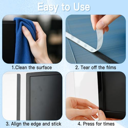 2PCS Monitor Memo Board, Acrylic Sticky Note for Computer Screens,Transparent Side-Mount Memo Panel for Computer Screens, Space-Saving Office Organization Tool with Side-Mount Design