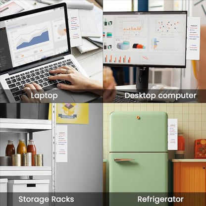 Magnetic Monitor Memo Board Set - Dry Erase Note Board for Computer Screens, Space Saving Includes 3 Markers & Eraser, Reusable to-Do List Organizer for Home Office & Kitchen (Whiteboard)