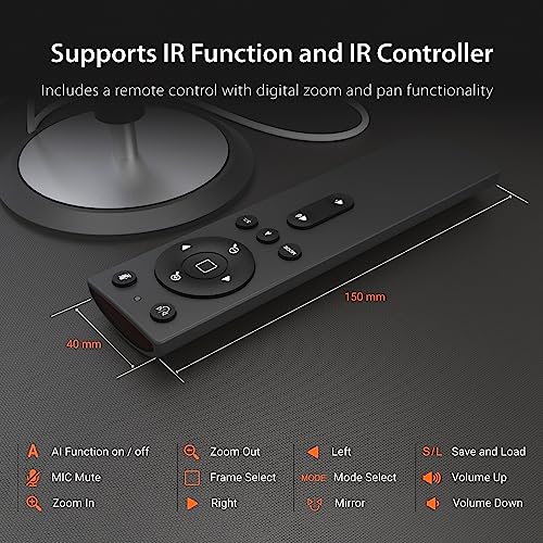 j5create 360 All Around AI-Powered Conference Room Camera with Speakerphone, Smart-Tracking, Auto-Framing, Include a Remote Control (JVU368)