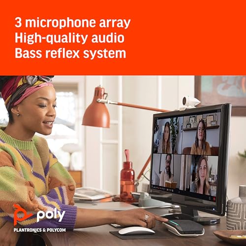 Plantronics Poly - Studio P5 Webcam with Poly Sync 20+ Speakerphone Kit Polycom - 1080p HD Professional Video Conferencing Camera & Bluetooth Wireless Smart Speakerphone-Certified for Zoom & Teams