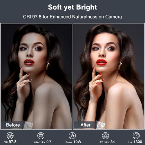 2 Packs Video Conference Lights for Zoom Meeting, LitONES Podcast Lighting Kit for Working from Home Office, Desktop Video Light with Stand and Phone Holder CRI 97.8 - color: Black-2packs