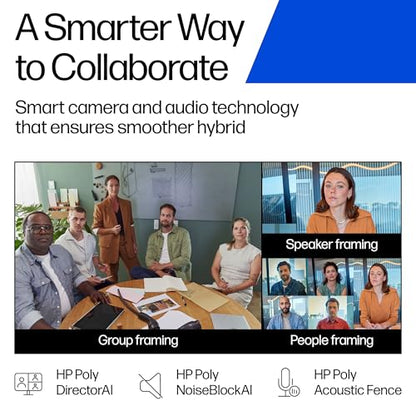 Poly Studio V12 – USB Video Bar for Small Rooms - 4K 20MP Camera, AI-Enhanced Audio, Noise Cancellation, Poly Lens Management - Microsoft Teams, Zoom & Google Meet Compatible - Thoughtfully Made