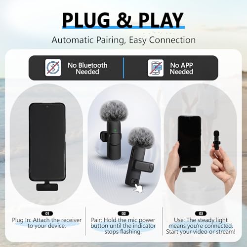 4 Pcs Professional Wireless Lavalier Microphone for Type C Phone Laptop PC K9 Dual Mics 4 Transmitter 2 Receiver Furry Windscreen USB Adapter 2/4 Person Video Mic for Vlog Interview Podcast