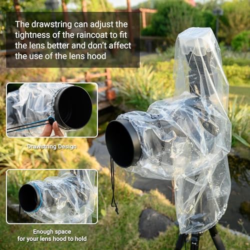 2 Pack 18" Long Camera Rain Cover with Flash Dust Sleeve Protector for Canon EOS R5 R6 Rp 5D 6D 7D 90D 80D 77D 70D Z7II Z6II Z5 Z50 D850 D810 D780 D750 D610 D500 D3500 D5600 D7500 - color: for Long Lens Camera w Flash