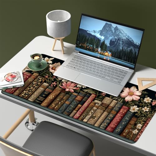Mouse Pad, Large Anti-Slip with Stitched Edges Desk Mat Desktop Laptop Computer Desk Keyboard Mat,Table Protector Blotter Mat (Book, 35.4" x 15.7") - color: Book, size: 35.4" x 15.7"