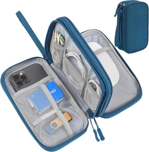 CAOODKDK Electronic Organizer Travel Cable Accessories Bag, Waterproof Electronic Organizer Case, Accessories Organizer Bag for Power Bank, Charging Cords, Chargers, USB Cable, Earphones (Dark Green) - color: Double Layer - Dark Green