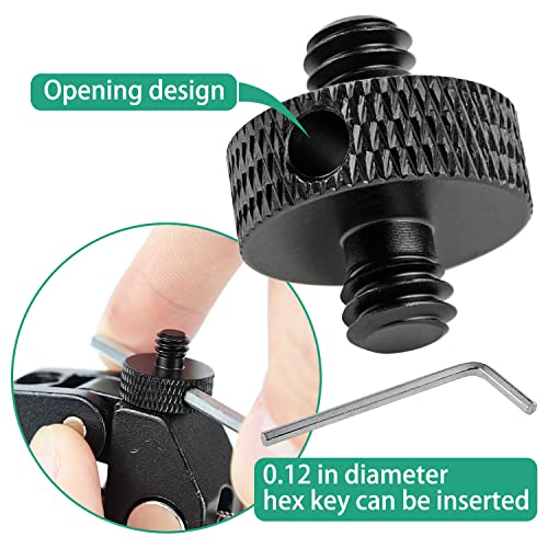 1/4 Male to 1/4 Male Camera Thread Screw Adapter with Hole Threaded for Cage, Tripod, Mic, Light Stand, DSLR Shoulder Mount, 6 Pcs (Black) - color: 1/4-1/4 Male Hole