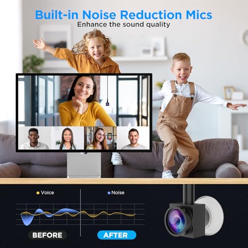 1080P Center Screen Webcam with Auto Focus, Middle Screen Camera with Noise Reducing Mic, Plug & Play Center Cam for Zoom/Teams/Mac/PC, Ideal for Video Conferencing & Remote Work