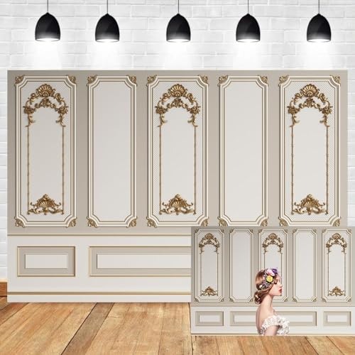 Leyiyi 5x4ft European Style Vintage Room Inside Backdrop European Frame Modern House Classic French Castle Cementery Wall Retro Style Photo Background Cowboy Kids Birthday Portrait Studio Props - color: Grey, size: 5x4ft