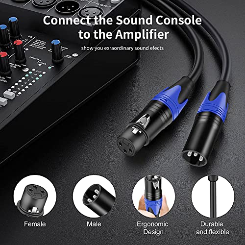 XLR Cable 6ft 2 Pack, XLR Microphone Cable Male to Female, Balanced XLR Cable Suitable for Preambles, Speaker Systems, Radio Station and More - size: 6 Ft 2 Pack