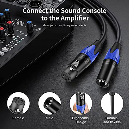XLR Cable 50ft 2 Pack, XLR Microphone Cable Male to Female, Balanced XLR Cable Suitable for Preambles, Speaker Systems, Radio Station and More - size: 50 Ft 2 Pack