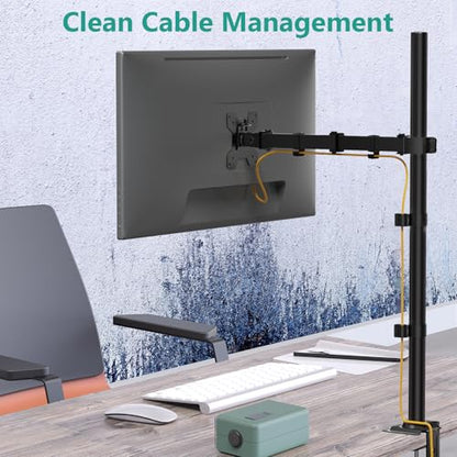 WALI Monitor Arm Mount for Desk, Single Extra Tall Computer Desk Mount, Monitor Bracket Mount Stand Single, up to 34 inch, 22 lbs (M001XL), Black - size: 13"-34", style: Single