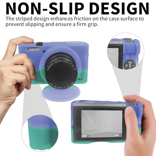 G7X Mark III Case, Soft Silicone Protective Case Cover with Removable Lens Cover for Canon Powershot G7X Mark III Digital Camera - Purple Blue - color: Purple Blue