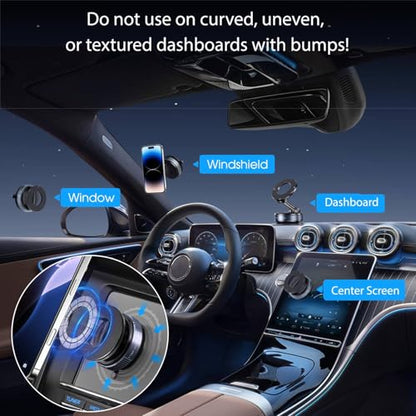 Jikasho Vacuum Magnetic Car Phone Holder for Magsafe, Hands-Free 360° Adjustable Suction Cup Phone Mount for Car/Gym/Mirror/Smooth Surface, Compatible with iPhone & Android (Stellar Gray) - color: Stellar Gray