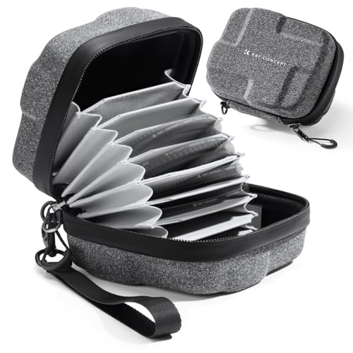 K&F CONCEPT 10 in 1 Lens Filter Case, Hard Shell Camera Filter Pouch Up to 95mm with Hand Strap, Waterproof Camera Lens Filter Storage Wallet for ND UV CPL Filter Pouch - size: 10-Pockets Up to 95mm