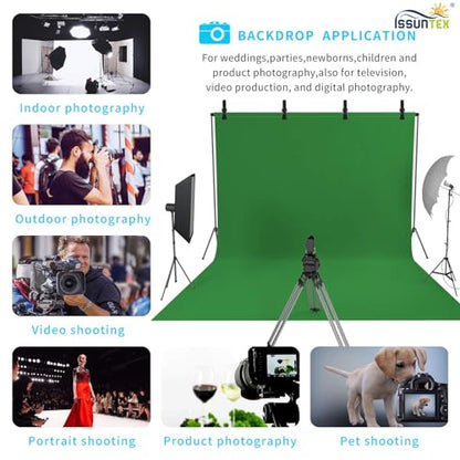 ISSUNTEX 9X15 ft Background Polester Backdrop, Photo Studio, Collapsible High Density Screen for Video Photography and Television-Green - color: Green