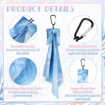 Copkim 10 Pcs Microfiber Cleaning Cloth with Open Pouch and Hanging Ring Cute Marble Design Microfiber Cloth Soft Glasses Cleaner Cloth for Eyeglasses Camera Lens Cell Phone Screens Glasses, 6'' x 7''