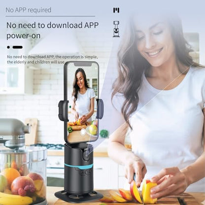 Auto Face Tracking Phone Stand, Desk Tripod Mount with 2 Fill Lights | 360 rotating holder follows you hands-free, gesture control, remote included, no app needed, fits iPhone and Android