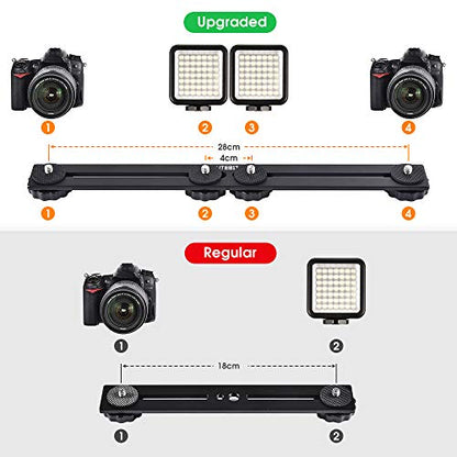 UTEBIT 11 inch Flash Bracket, Long Dual Camera Mount Flash Bracket Extension Bar with 1/4“ Hot Shoe, Straight Flash Brackets 1/4- 3/8 Thread Hole Tripod Mount for Camera/LED Light/Microphone - size: 11 inch Flash Bracket (Metal)