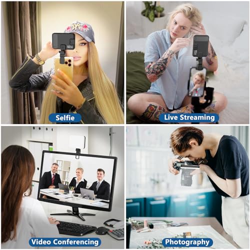 ALTSON 60 LED Portable Selfie Light Video Conference Lighting with Clip & Camera Tripod Adapter Rechargeable 2200mAh CRI 97+, 3 Light Modes for Phone iPhone Webcam Laptop Photo Makeup - color: Black