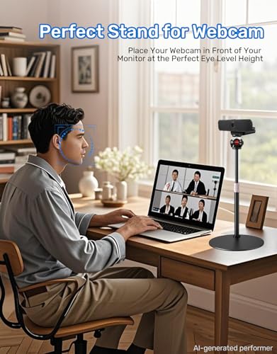 Webcam Stand for Desk, Height Adjustable, Desktop Webcam Tripod Mount for Logitech Brio 4K C922 C930e C920S C920 C960 C920x Camera and Other Devices with 1/4" Thread