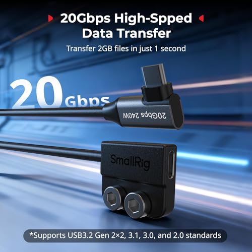SMALLRIG USB-C Cable Male to Female [20Gbps, 240W], with 1/4''-20 Screws for Camera Cage, L-Shape Mount Plate, USB 3.2 Gen 2x2 Fast Data Transfer & Power Delivery Cable - 5595 - style: Male to Female（Angled）