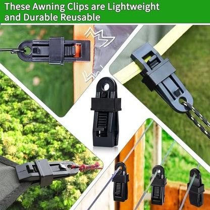 Heavy Duty Lock Grip Tarp Clips - 30 Pcs, Multipurpose Fix Clamp for Awnings, Camping Tent, Caravan Canopies & Shade Cloth (Black) - color: Black-30pcs