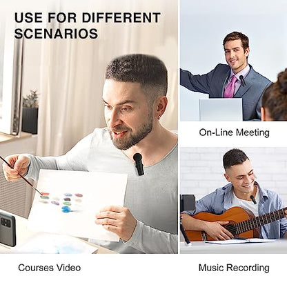 FIFINE Wireless Lavalier System with 2 Microphones, Lapel Mic Clear Sound for YouTube Video Interview Vlog, Dual Mini Mic with Type C Receiver for Android Phone/Tablet/Iphone15(USB C) Laptop-M8