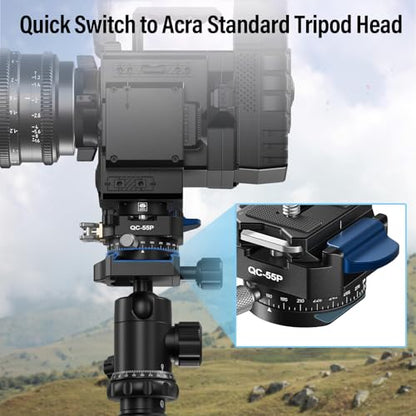 SIRUI 55mm Quick Release Plate with 360° Rotating Panoramic Head, Camera Mount Adapter with 1/4" and 3/8" Thread, Quick-Release Attach Plate for Tripod Monopod DSLR Stabilizer, QC-55P - size: Quick Release Plate with 360° Panoramic Head