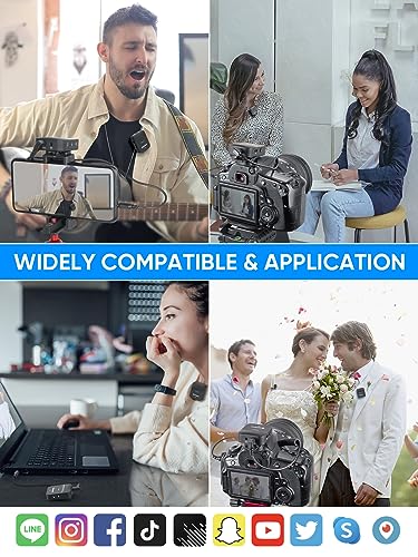Moman C1X Wireless Lavalier Microphone, 2.4GHz Dual Channel Lapel Mic System with Noise Cancellation 230FT Range for Online Class Vlog Live Stream YouTube DSLR Camera Smartphone Tablet - size: C1X