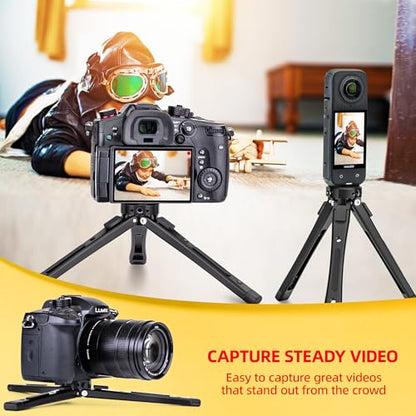 Zeadio Heavy Duty Metal Camera Tripod Stand - Universal Small Table Tripod for Camera, Gimbal, Action Cam, Camcorder, Microphone, LED Light, etc(40kg/88lb Load) - style: Basic Version