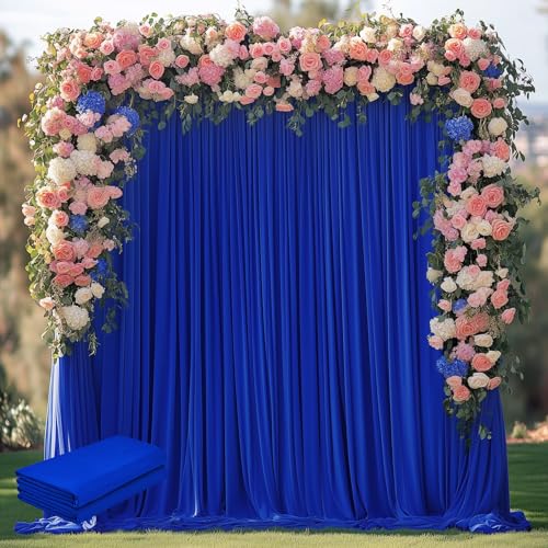 Wokceer Royal Blue Backdrop Curtain for Wedding Parties 2 Pack 10x10FT Wedding Curtains Photo Backdrop Drapes Polyester for Photoshoot Baby Shower Birthday Party Background 4 Panels 5x10FT - color: Royal Blue, size: (2 Pack)10FTx10FT