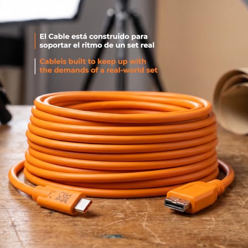 Tether Tools TetherPro USB-C to USB 3.0 Micro-B Cable | for Fast Transfer and Connection Between Camera and Computer | High Visibility Orange | 15 Feet (4.6 m)