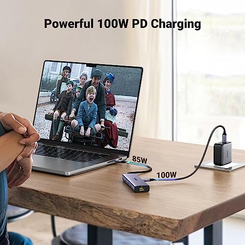 UGREEN Revodok 6 in 1 USB C Hub Gigabit Ethernet Adapter with 4K HDMI, 100W PD Charging, USB A Data Ports Compatible with MacBook Neo/Pro/Air M1, M2, M3, M4,M5,iPad, iPhone 16 Pro/Pro Max, Steam Deck