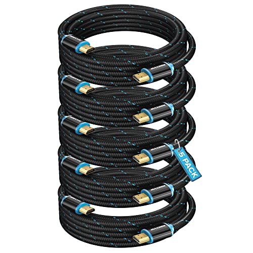 Maximm Hdmi Cable 4K 10 Ft, 5 Pack, Braided, 18Gbps, Hdmi 2.0, Gold-Plated - color: 5 Pack, size: 10 Feet