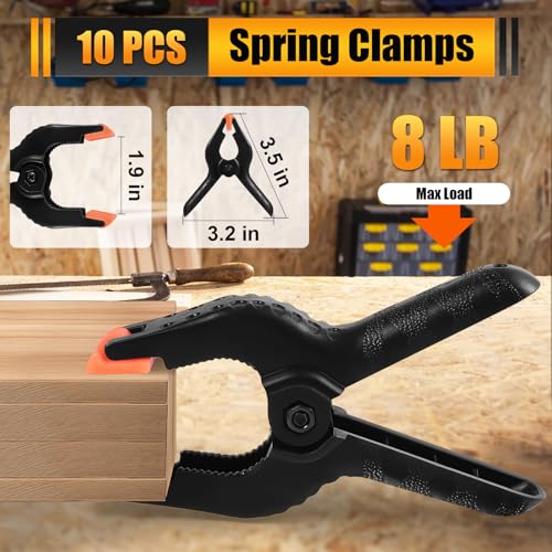 RELBRO Spring Clamps, 3.5 Inch Small Plastic Clips for Balloon Arch Backdrop Craft Decoration, Heavy Duty, Black, 10 Pcs - size: 3.5 Inch