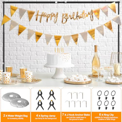 FUDESY Backdrop Stand Heavy Duty, 8.5x10ft Adjustable Photo Background Pipe and Drape Backdrop Stand Kit with Metal Base for Photography Parties Birthday Video Studio - size: 8.5x10ft