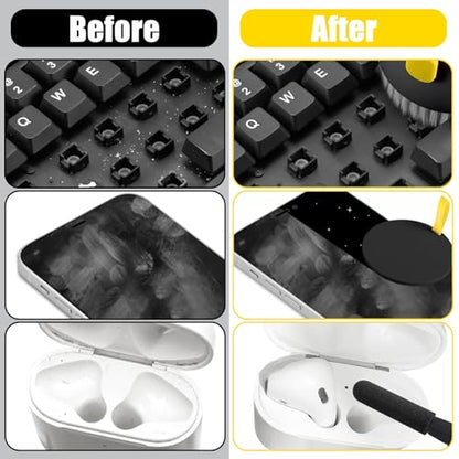 walrfid Laptop Phone Screen Cleaner Kit, Computer Keyboard Brush Cleaning Spray for iPhone AirPods MacBook iPad, 20-in-1 Electronic Device Clean Tool for Camera Earbud Car Screens (Black) - color: Black