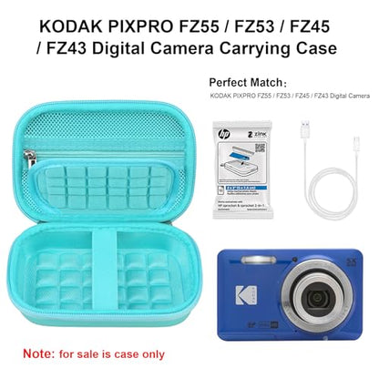 Elonbo Camera Carrying Case for KODAK PIXPRO FZ55 / FZ53 / FZ45 / FZ43 16MP Digital Camera, Vlogging Camera Storage Holder Travel Bag, Mesh Bag Fits Batteries, Cable, Memory Card, Card Reader, Green - color: Green+Inside Green