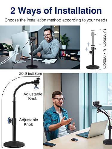 Puroma Webcam Stand Goose-Neck Mount Stand Upgraded Desktop Stand for Logitech Webcam C922 C930e C920S C920 C615 and Other Webcam with 1/4" Thread