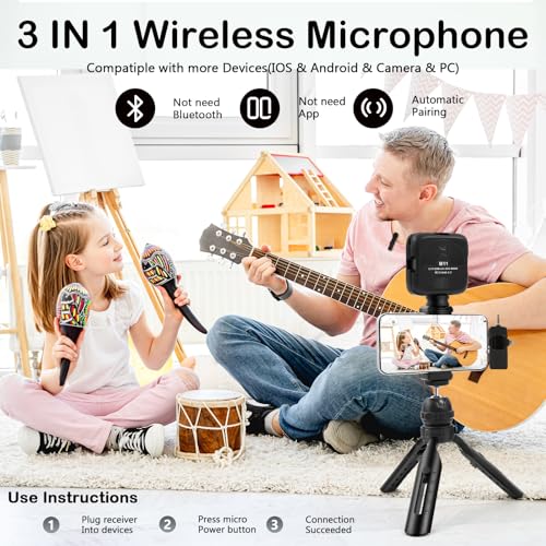 Vlogging Kit for iPhone, Android with Tripod, Wireless Lavalier Microphone, Selfie Light, YouTube Starter kit Content Creator Equipment with for Video Conference, Vlogging, YouTube, TikTok