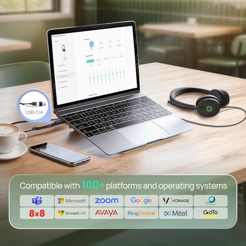 Yealink UH48 ANC Wired USB-C/A Headset with 6 AI Noise Canceling Microphones, Teams & Zoom Certified, Dual ear Headphones Comfort for Remote Work and Home Office, Play & Plug for Laptop/Phone/Computer