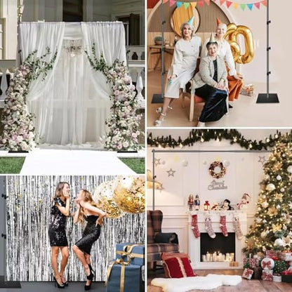 Photo Backdrop Stand Kit, 6.5ft x 10ft Adjustable Photography Background Stands with Metal Flat Base for Birthday Parties, Baby Shower, Wedding, Video Studio - color: Black, size: 6.5x10ft